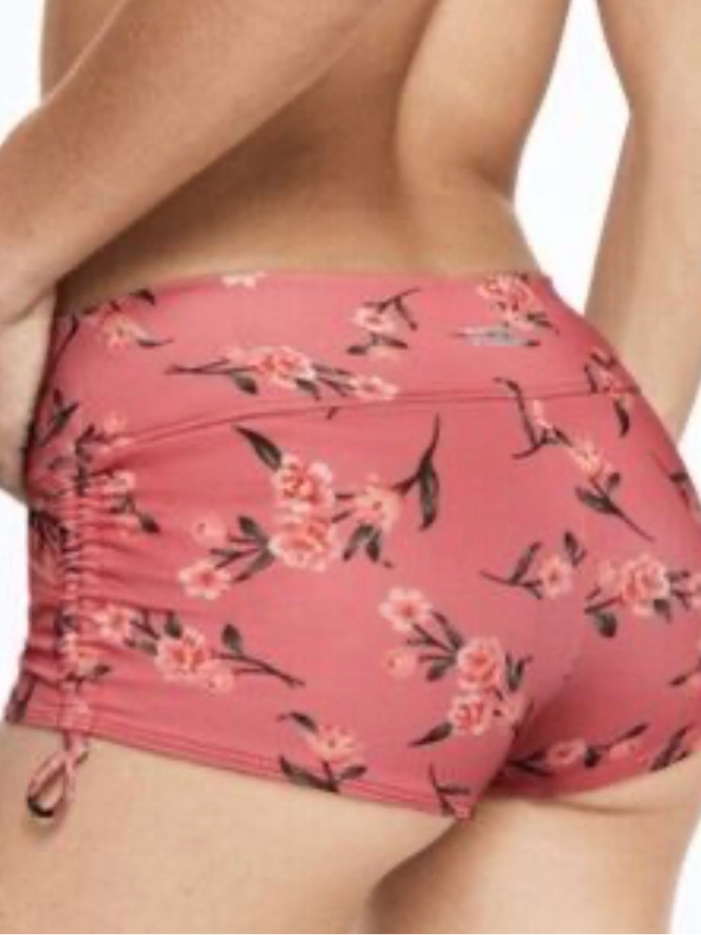 PINK Victoria's Secret NWOT Coral Floral Racerback Swim Top & Boyshorts Size Med - Picture 2 of 8